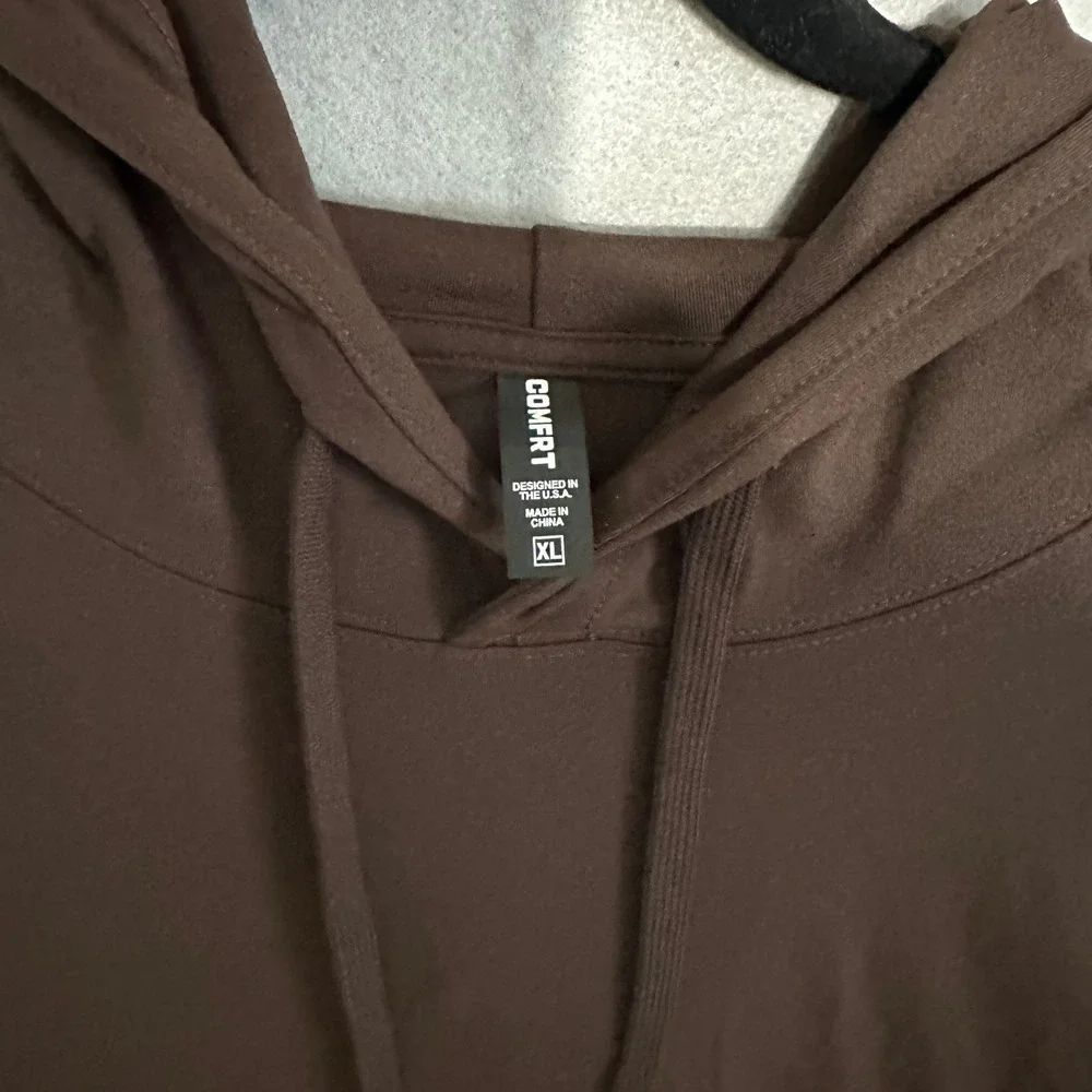 Comfrt Brown Oversized Lightweight Hoodie Sweatshirt XL Mens Womens - Picture 3 of 6